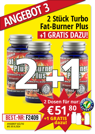  September-Angebot 3:  Turbo Fat-Burner Plus 2 Dosen + 1 gratis dazu